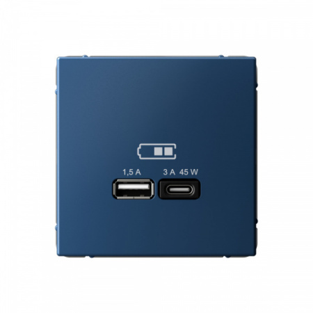 SE ArtGallery Аквамарин USB Розетка A + тип-C 45Вт высокоскор.заряд. QC, PD, механизм