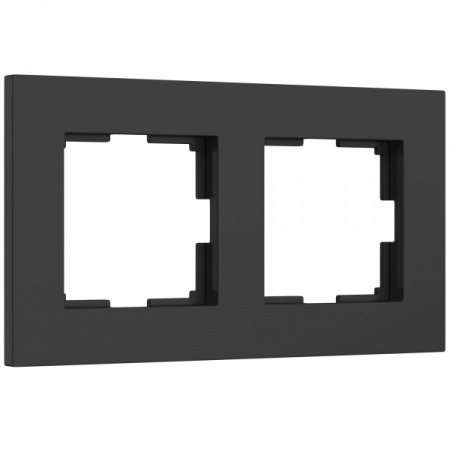 WERKEL Рамка из поликарбоната на 2 поста Slab черный софт W0022908