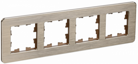 IEK BRITE DECOR Шампань рифленый металл. скругл.угол Рамка 4-м РУ-4-1-Бр RE AL