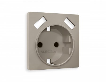 AMBRELLA Лицевая панель ALFA Серо-бежевый мат. для электр. роз. с/з со шт. 2USB A+A QUANT