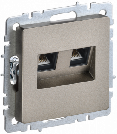 IEK BRITE BASE Шампань Розетка двойная RJ11+RJ45 кат.5E РК/Т12-БрШ