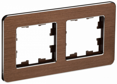 IEK BRITE DECOR Коричневый рифленый металл скругл.угол Рамка 2-м РУ-2-1-Бр RE AL