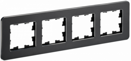 IEK BRITE DECOR Черный матовый металл скругл.угол Рамка 4-м РУ-4-1-Бр RE