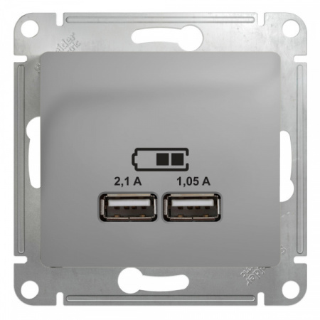 SE Glossa Алюминий Розетка USB 5В/2100мА, 2х5В/1050мА (GSL000333)