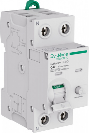 SE Systeme9 Авт. выкл. диф. тока (АВДТ) 1P+N C 40A 6kA 30мА Тип-A 230В