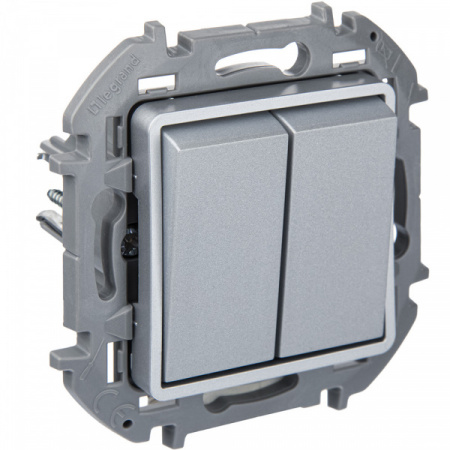 Legrand INSPIRIA Алюминий Переключатель двухклавишный 10 AX - 250 В