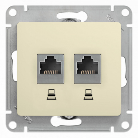 SE Glossa Беж Розетка 2-ая компьютерная RJ45+RJ45, кат.5E