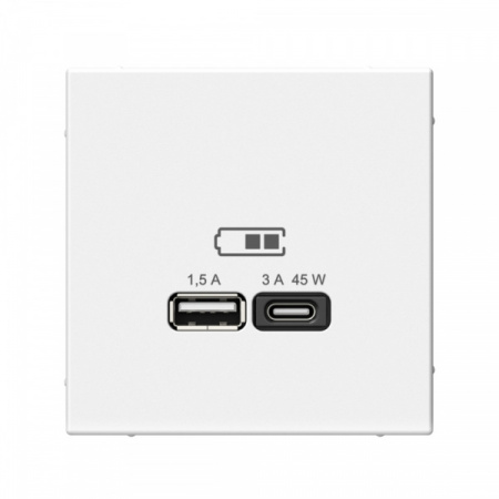 SE ArtGallery Белый USB Розетка A + тип-C 45Вт высокоскор.заряд. QC, PD, механизм