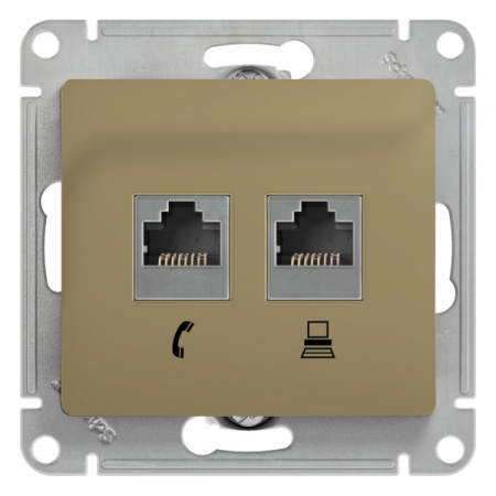 SE Glossa Титан Розетка 2-я RJ11+RJ45, кат.5E
