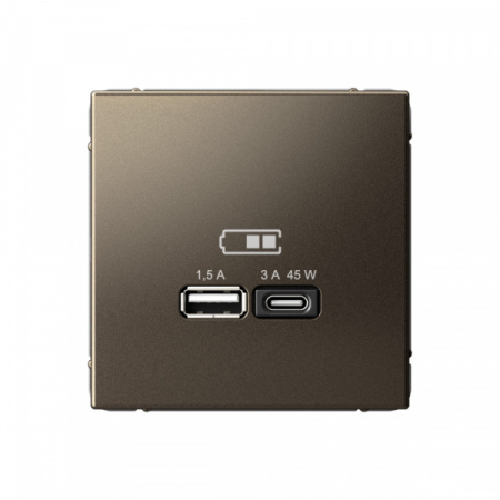 SE ArtGallery Мокко USB Розетка A + тип-C 45Вт высокоскор.заряд. QC, PD, механизм