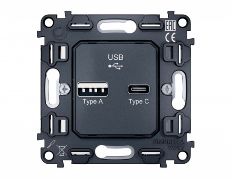 AMBRELLA Механизм роз. 2USB A+C 20W быстрая зарядка QUANT