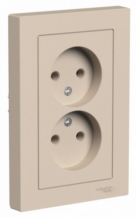 SE AtlasDesign Песочный Розетка двойная б/з,16А, в сборе