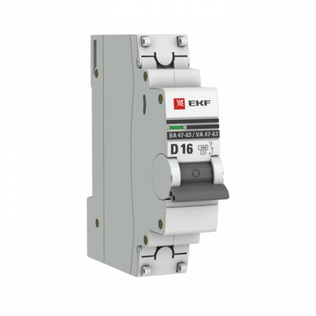 EKF PROxima ВА 47-63 Автоматический выключатель  (D) 1P 16А 4,5kA