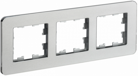 IEK BRITE DECOR Алюминий матовый металл скругл.угол Рамка 3-м РУ-3-1-Бр RE