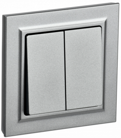 IEK BRITE BASE Алюминий Выключ. 2-кл. 10А в сб. ВСР10-2-0-БрА