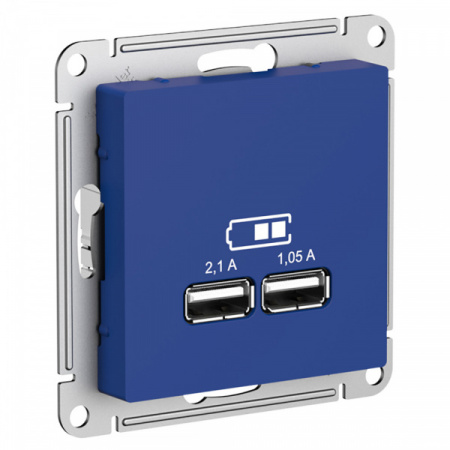 SE AtlasDesign Аквамарин Розетка USB A+A, 5В/2,1 А, 2х5В/1,05 А, механизм