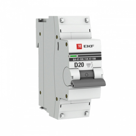 EKF PROxima  ВА 47-100 Автоматический выключатель  (D) 1P 20А 10kA
