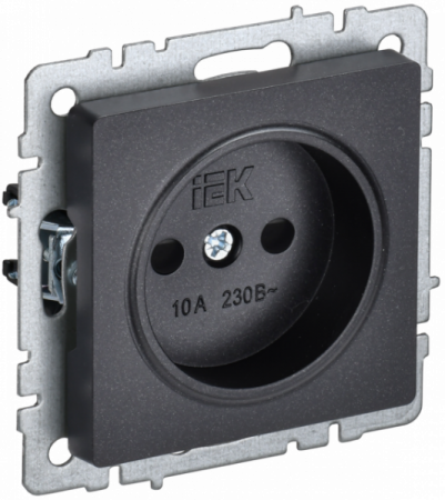 IEK BRITE BASE Черный Розетка без з/к с з/ш 10А РСш10-2-БрЧ