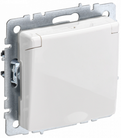 IEK BRITE BASE Белый Розетка 1-м с/з с защ шторк и крышк 16А IP20 РСбш10-3-БрБ
