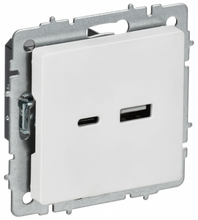 BRITE Арктический белый Розетка USB A+C 18Вт РЮ11-1-БрАБ