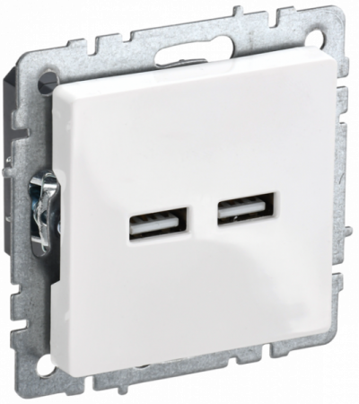 IEK BRITE BASE Белый Розетка USB A+A 3,1А РЮ10-1-БрБ