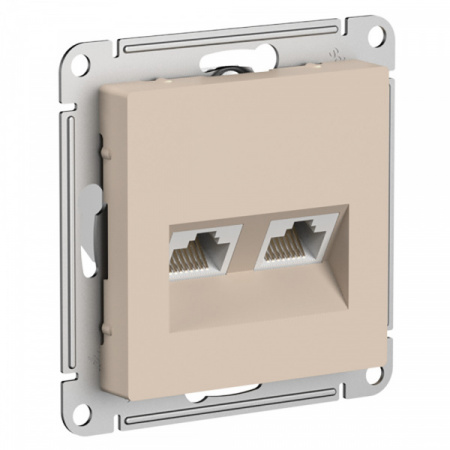 SE AtlasDesign Песочный Розетка двойная компьютерная RJ45+RJ45, кат.5E, механизм