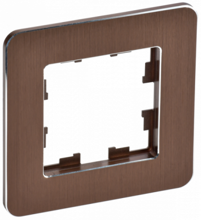 IEK BRITE DECOR Коричневый рифленый металл скругл.угол Рамка 1-м РУ-1-1-Бр RE AL