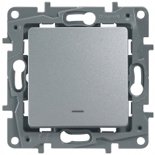 Legrand Etika Алюм Выключатель 1-клавишный с подсветкой/индикацией, авт.клеммы, 10 AX, 250 В