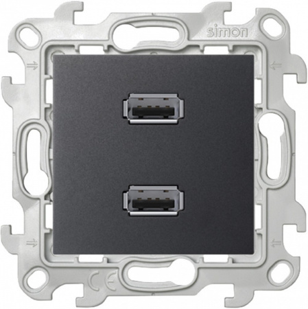 Simon 24 Графит Коннектор 2хUSB 2.0 тип A