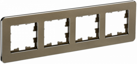IEK BRITE DECOR Латунь матовый металл скругл.угол Рамка 4-м РУ-4-1-Бр RE