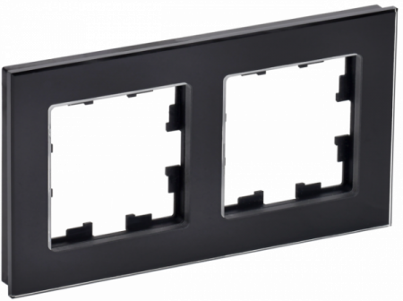 IEK BRITE DECOR Черный глянец стекло Рамка 2-м РУ-2-2-БрЧ