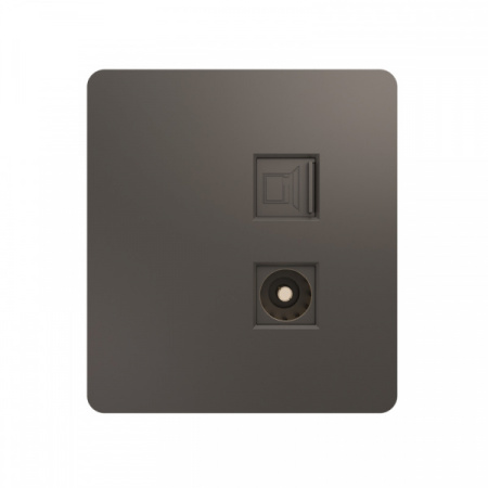 MIELE ROUND Розетка компьютерная RJ45 кат6 + TV с/у титан, с 1-пост. рамкой