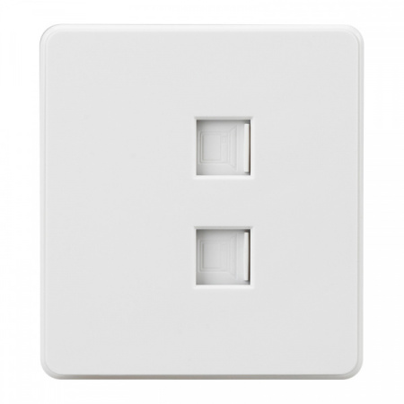 MIELE ROUND Розетка компьютерная двойная RJ45+RJ45 кат6 с/у перламутр, с 1-пост. рамкой