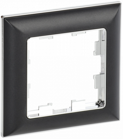 IEK BRITE DECOR Черный/хром 3D-форма Рамка 1-м РУ-1-Бр