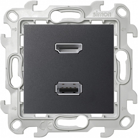 Simon 24 Графит Коннектор HDMI+USB 2.0