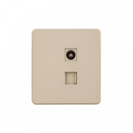 MIELE ROUND Розетка компьютерная RJ45 кат6 + TV с/у шелк, с 1-пост. рамкой