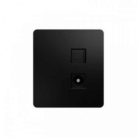 MIELE ROUND Розетка компьютерная RJ45 кат6 + TV с/у оникс, с 1-пост. рамкой
