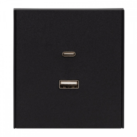 MIELE STRONG Розетка  USB-A+Type-C 3А с функцией быстр. зарядки антрацит, с 1-пост. рамкой