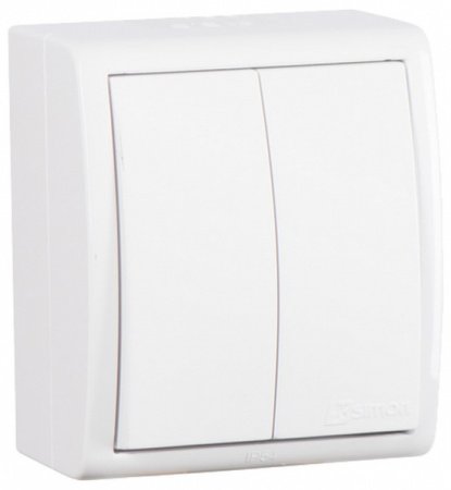 Simon 15 Aqua Белый Выключатель 2-клавишный наружный, IP54