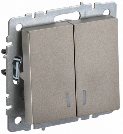 IEK BRITE BASE Шампань Выключатель 2-кл с инд. 10А ВС10-2-1-БрШ