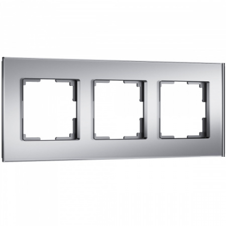 WERKEL Рамка из стекла на 3 поста Senso серебряный soft-touch W0033106