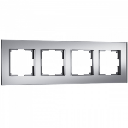 WERKEL Рамка из стекла на 4 поста Senso серебряный soft-touch W0043106