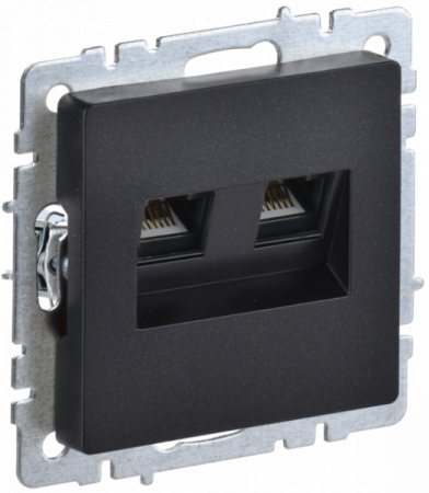 IEK BRITE BASE Черный Розетка комп. 2-ая RJ45 кат.6 РК11-2-БрЧ