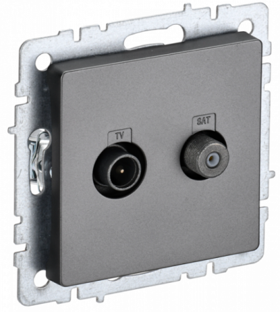 IEK BRITE BASE Сталь Розетка двойная TV+SAT РТВ/РСп12-БрС