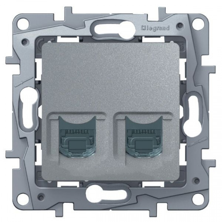 Legrand Etika Алюм Розетка компьютерная 2-ая RJ45, категория 5е UTP - Etika - алюминий