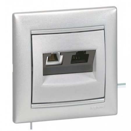 Legrand Etika Алюм Розетка тел.+ комп. (RJ11+RJ45) 5 кат. UTP