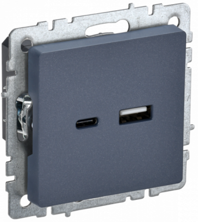 IEK BRITE BASE Маренго Розетка USB A+C 18Вт РЮ11-1-БрМ