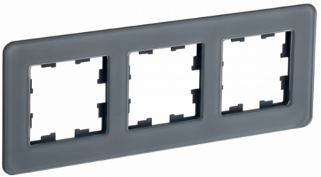 IEK BRITE DECOR Графит стекло скругл.угол  Рамка 3-м РУ-3-2-Бр RE