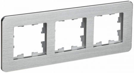 IEK BRITE DECOR Алюминий рифленый металл скругл.угол Рамка 3-м РУ-3-1-Бр RE AL