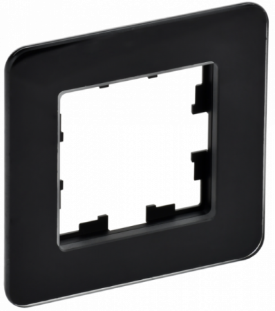 IEK BRITE DECOR Черный стекло скругл.угол Рамка 1-м РУ-1-2-Бр RE
